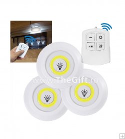 Set 3 lampi LED 3W COB, cu telecomanda