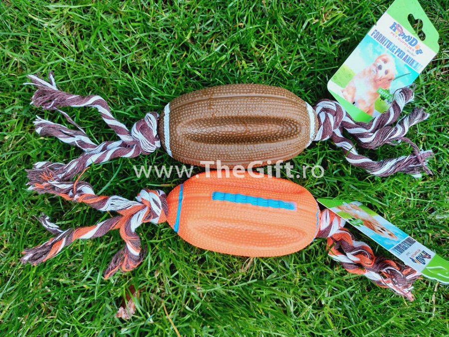 Jucarie din cauciuc, minge de rugby - Apasa pe imagine pentru inchidere