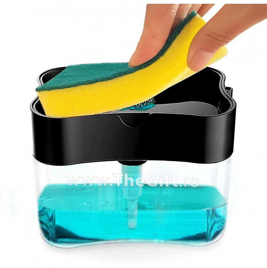 Dozator detergent de vase, cu burete bonus - Apasa pe imagine pentru inchidere