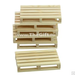 Set suporturi pentru pahare, model paleti din lemn
