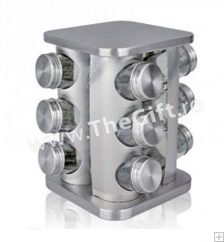 Set pentru condimente, 13 piese, cu suport rotativ din inox