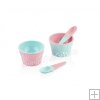 Set doua boluri, cu lingurite, pentru servit inghetata