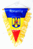 Fanion tricolor Romania, cu stema, triunghiular