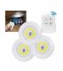 Set 3 lampi LED 3W COB, cu telecomanda