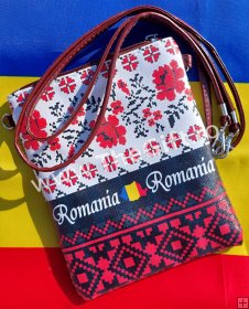 Geanta, borseta, cu motive traditionale romanesti