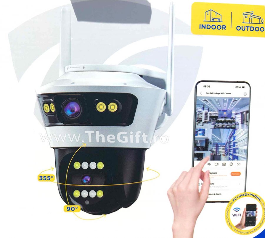 Camera de supraveghere Wi-Fi, exterior si interior, PTZ, HD - Apasa pe imagine pentru inchidere