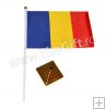 Mini steag Romania, cu maner si suport