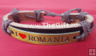 Bratara din piele si metal I love Romania