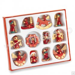 Set de 12 decoratiuni din lemn, pentru Craciun
