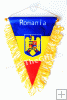 Fanion tricolor Romania, cu stema, triunghiular