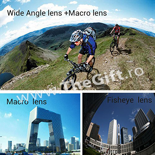 Set 3 lentile foto pentru telefon, Wide, Macro si Fish Eye - Apasa pe imagine pentru inchidere