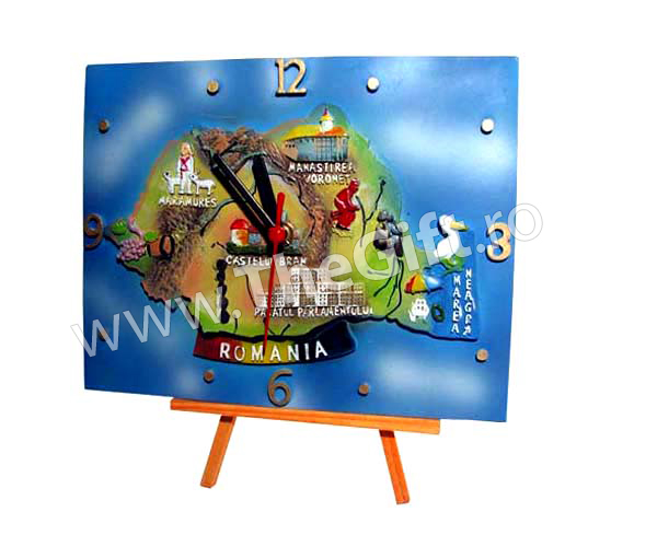 Ceas - suvenir Romania-harta turistica