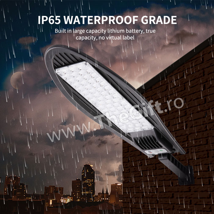 Lampa cu panou solar, telecomanda si senzor de lumina, 100 W - Apasa pe imagine pentru inchidere