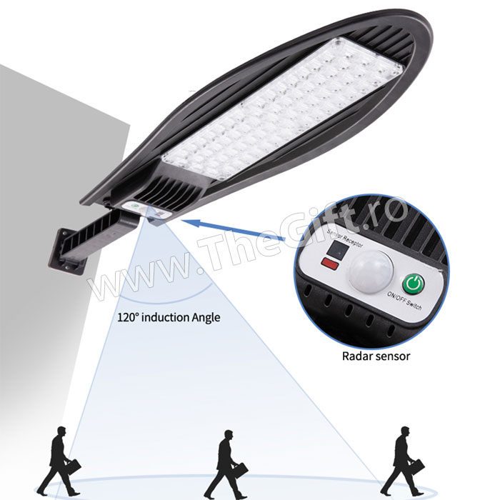 Lampa cu panou solar, telecomanda si senzor de lumina, 100 W - Apasa pe imagine pentru inchidere