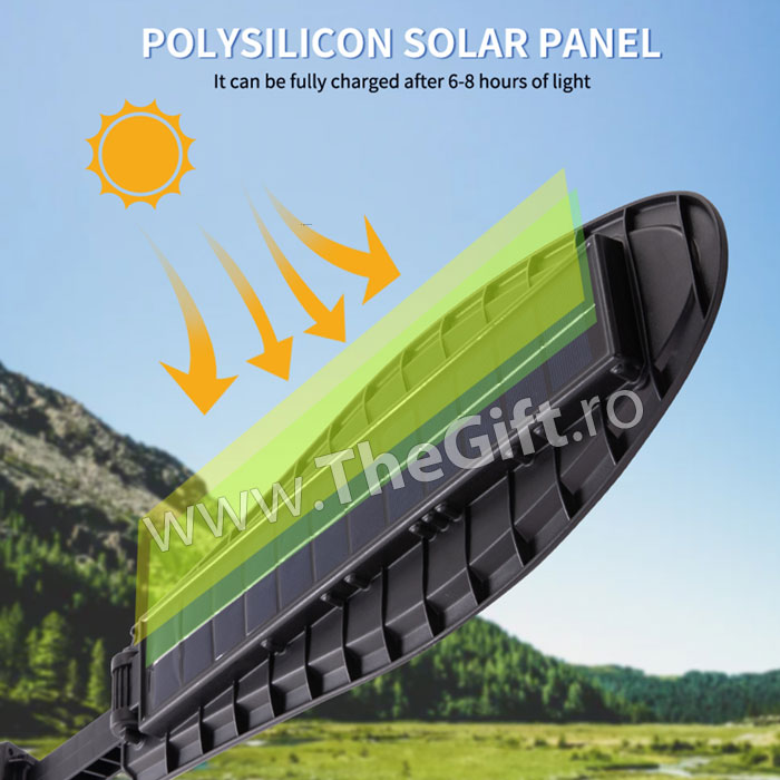 Lampa cu panou solar, telecomanda si senzor de lumina, 100 W - Apasa pe imagine pentru inchidere