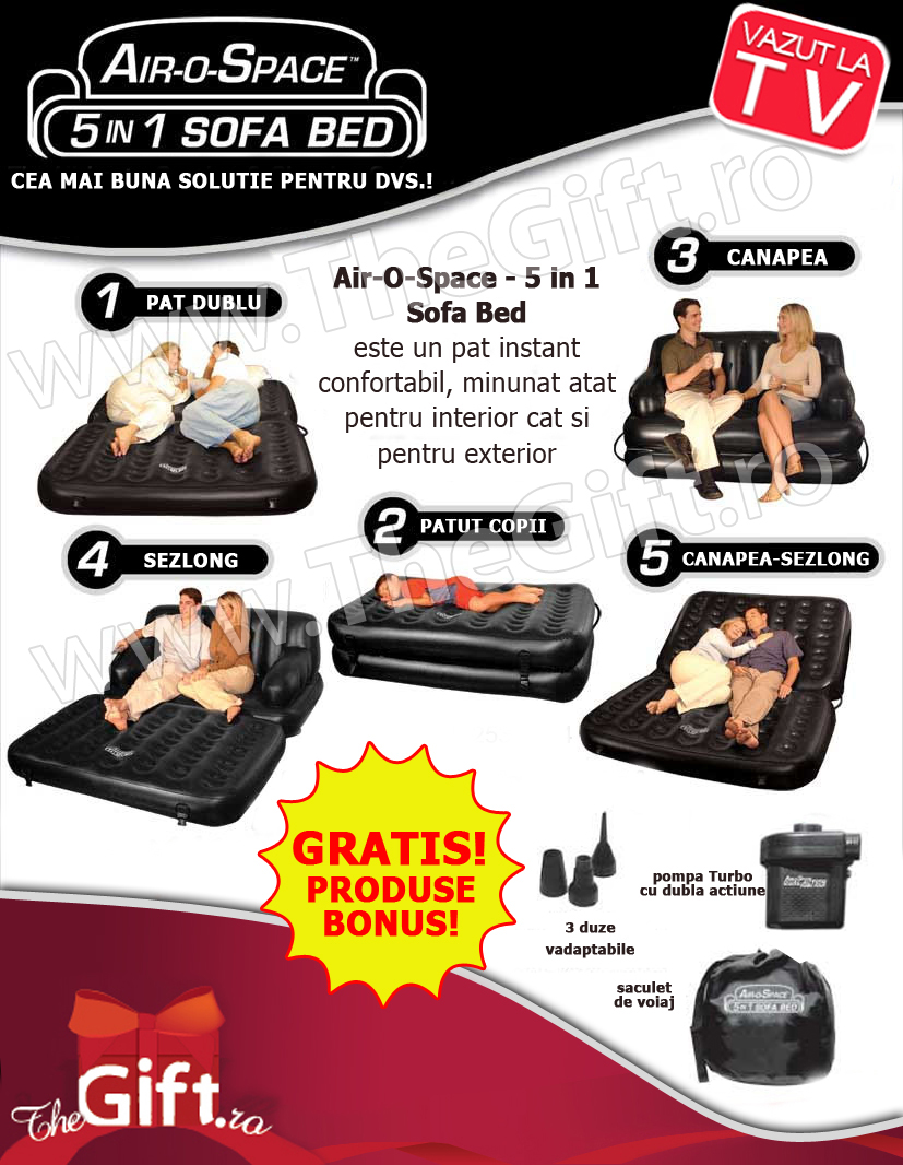 Air O Space 5 in 1 Sofa Bed - canapea pat gonflabila