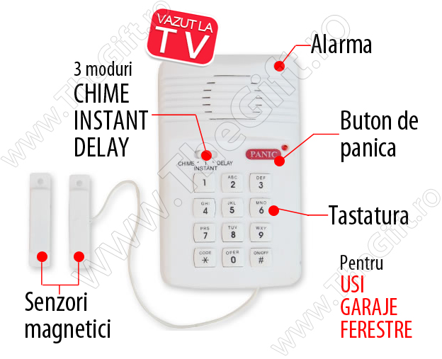 Alarma 110dB cu senzor magnetic