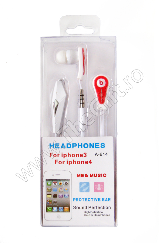 Casti cu microfon (handsfree) iPhone3, iPhone4 Dr. Dre - Apasa pe imagine pentru inchidere
