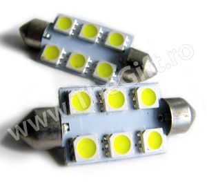 Set 2 becuri led T10 cu 6 SMD