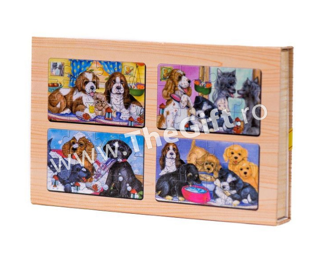 Set 4 puzzle-uri din lemn, animale si pasari,avioane, catelusi - Apasa pe imagine pentru inchidere