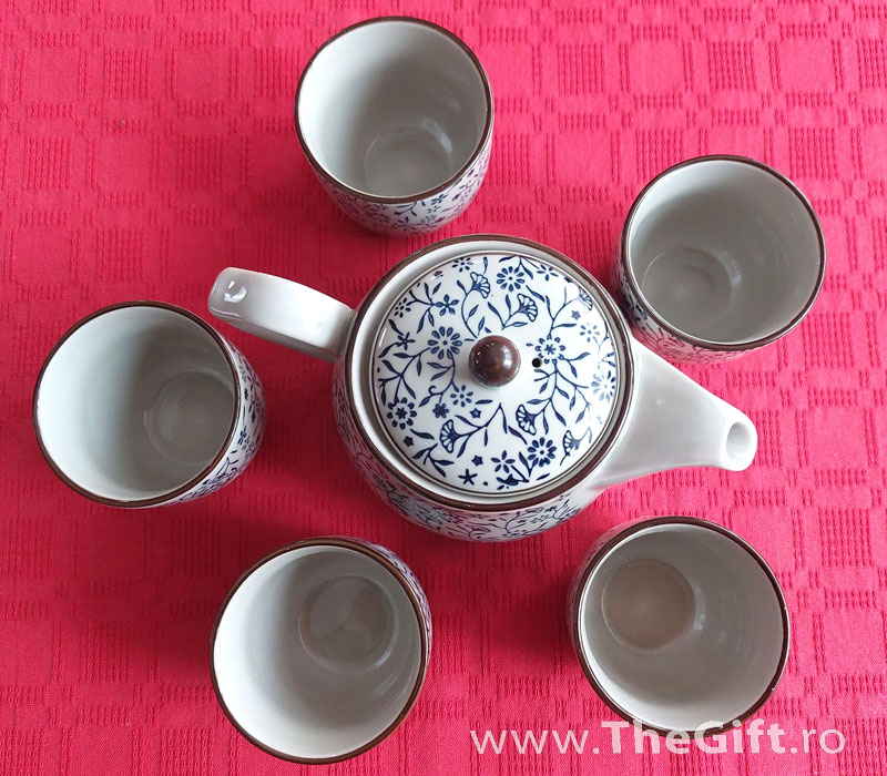 Set chinezesc pentru ceai, cu 5 cescute - Apasa pe imagine pentru inchidere