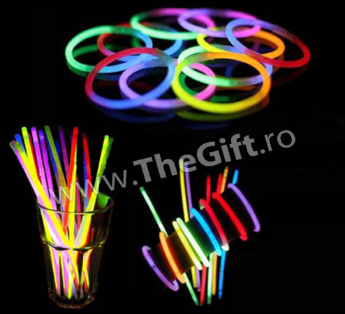 Set 100 bratari luminoase fluorescente multicolore