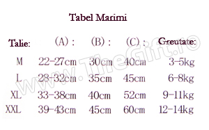 Tabel marimi hainuta de ploaie pentru caini de talie mica