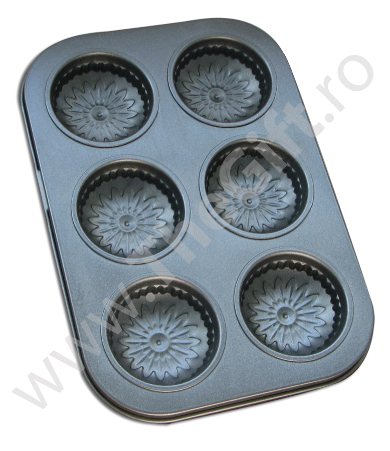Tava de copt teflonata, 6 forme rotunde - tip 2
