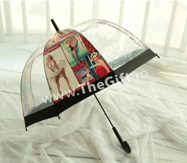 Umbrela transparenta in forma de clopot, Marilyn Monroe